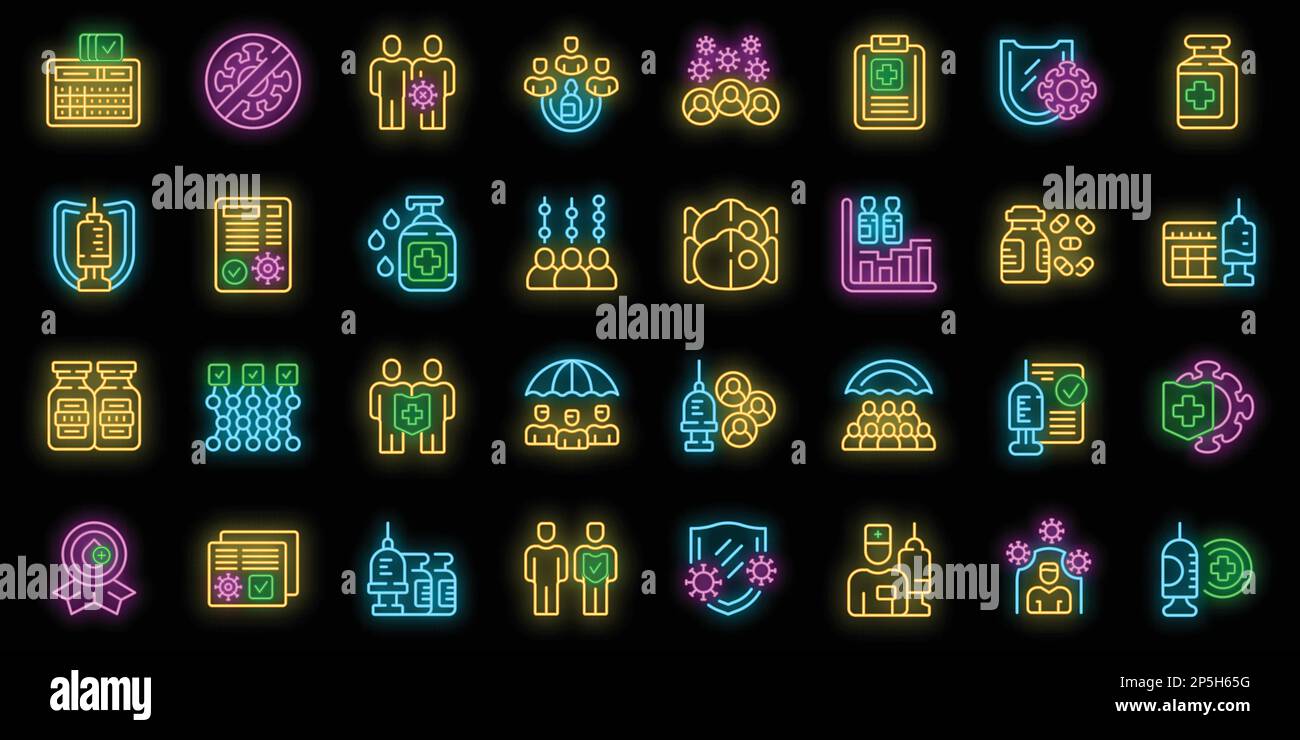 Herd immunity icons set outline vector. Disease control. Family ...