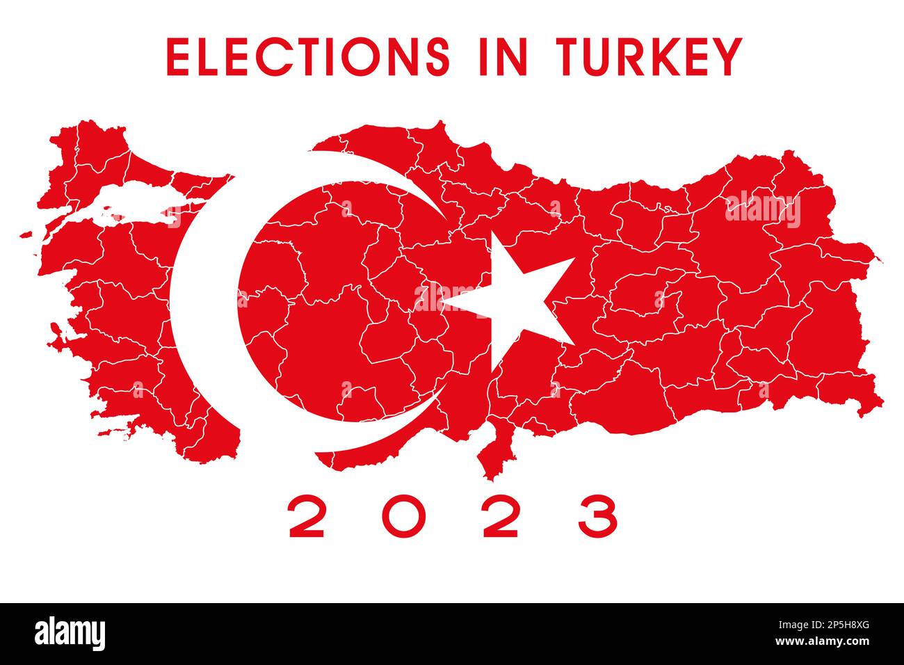 Elections in turkey, 2023 turkish general election, flag turkey Stock