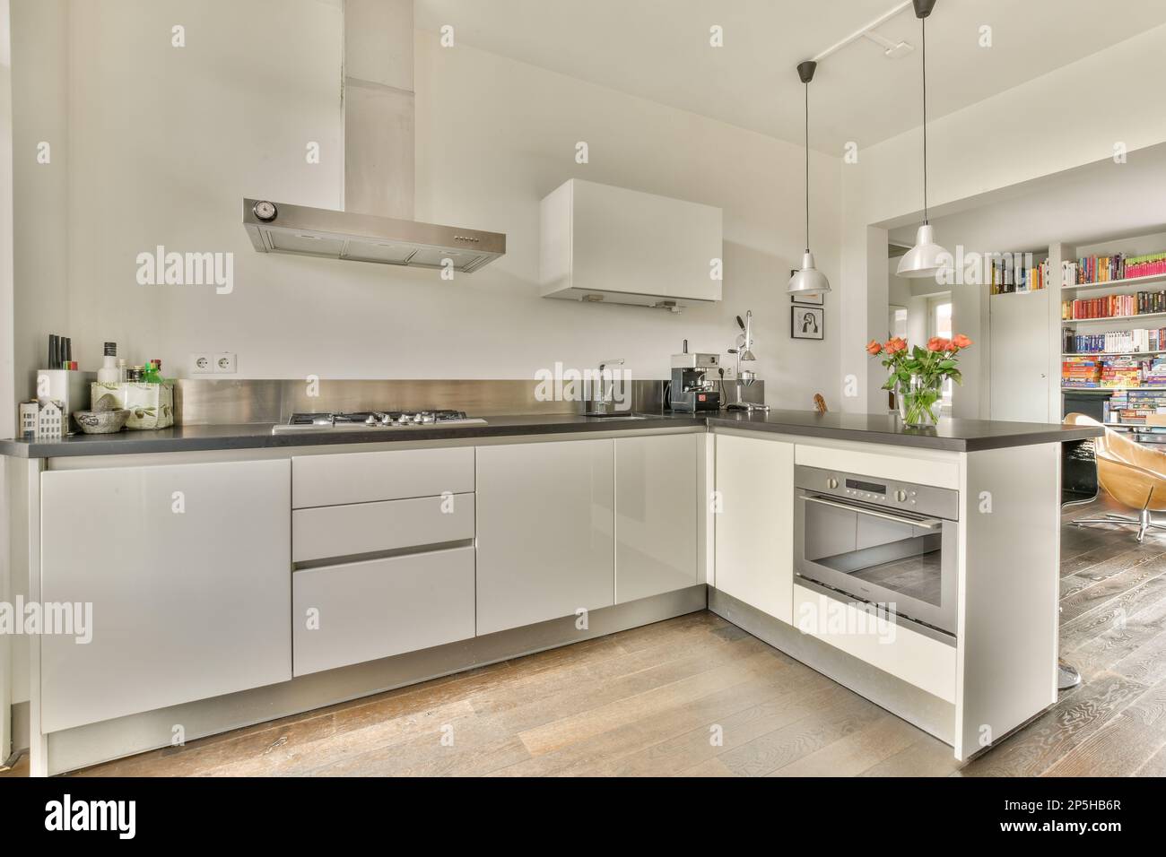 Amsterdam, Netherlands 10 April, 2021 a modern kitchen with wood