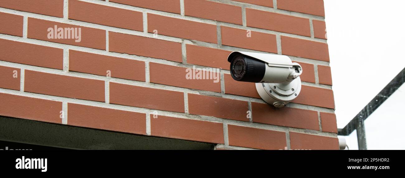Closeup Of Security Camera On private building. Focus on security CCTV