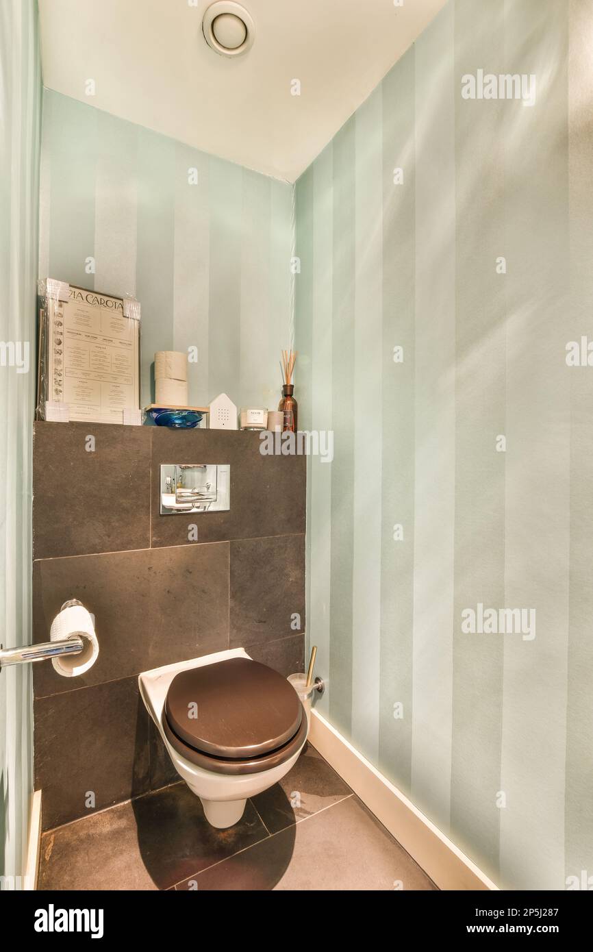 Amsterdam, Netherlands - 10 April, 2021: a bathroom with a toilet and ...