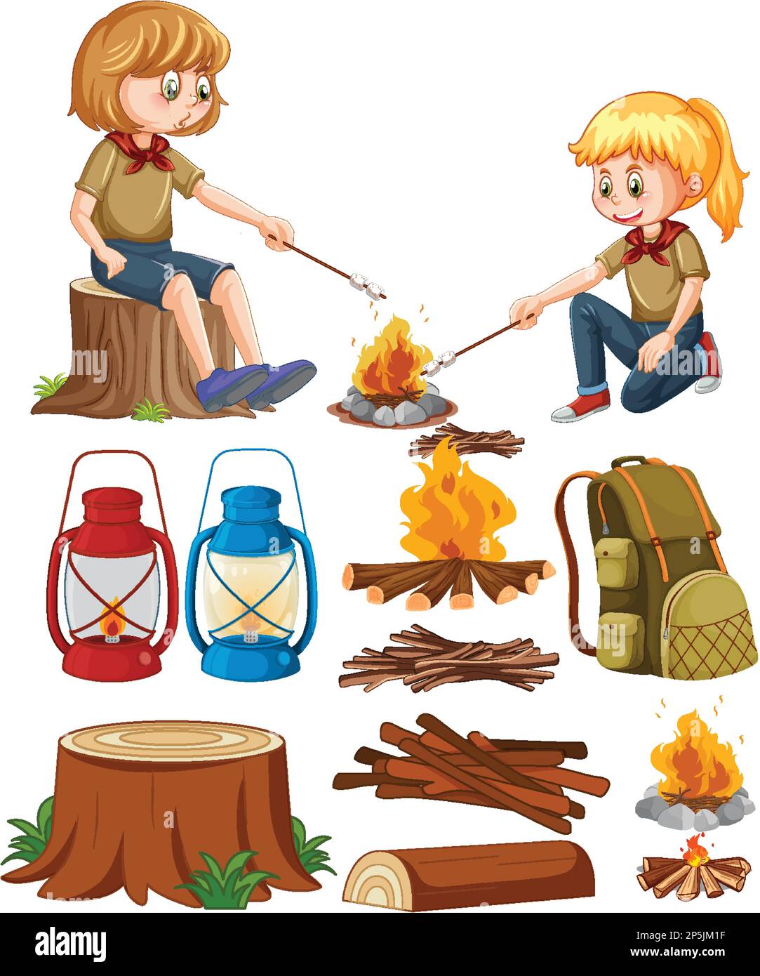 Set of Children Camping illustration Stock Vector Image & Art - Alamy