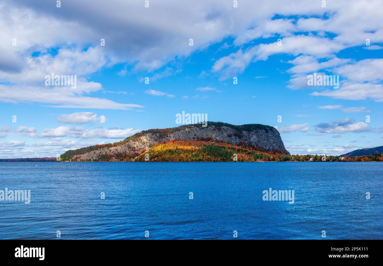 Scenic view of Mount Kineo across Moosehead Lake, as seen from Rockwood