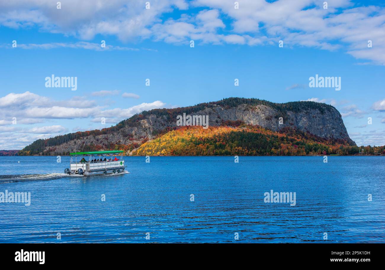 Boat shuttle crossing the Moosehead Lake towards Mount Kineo State Park
