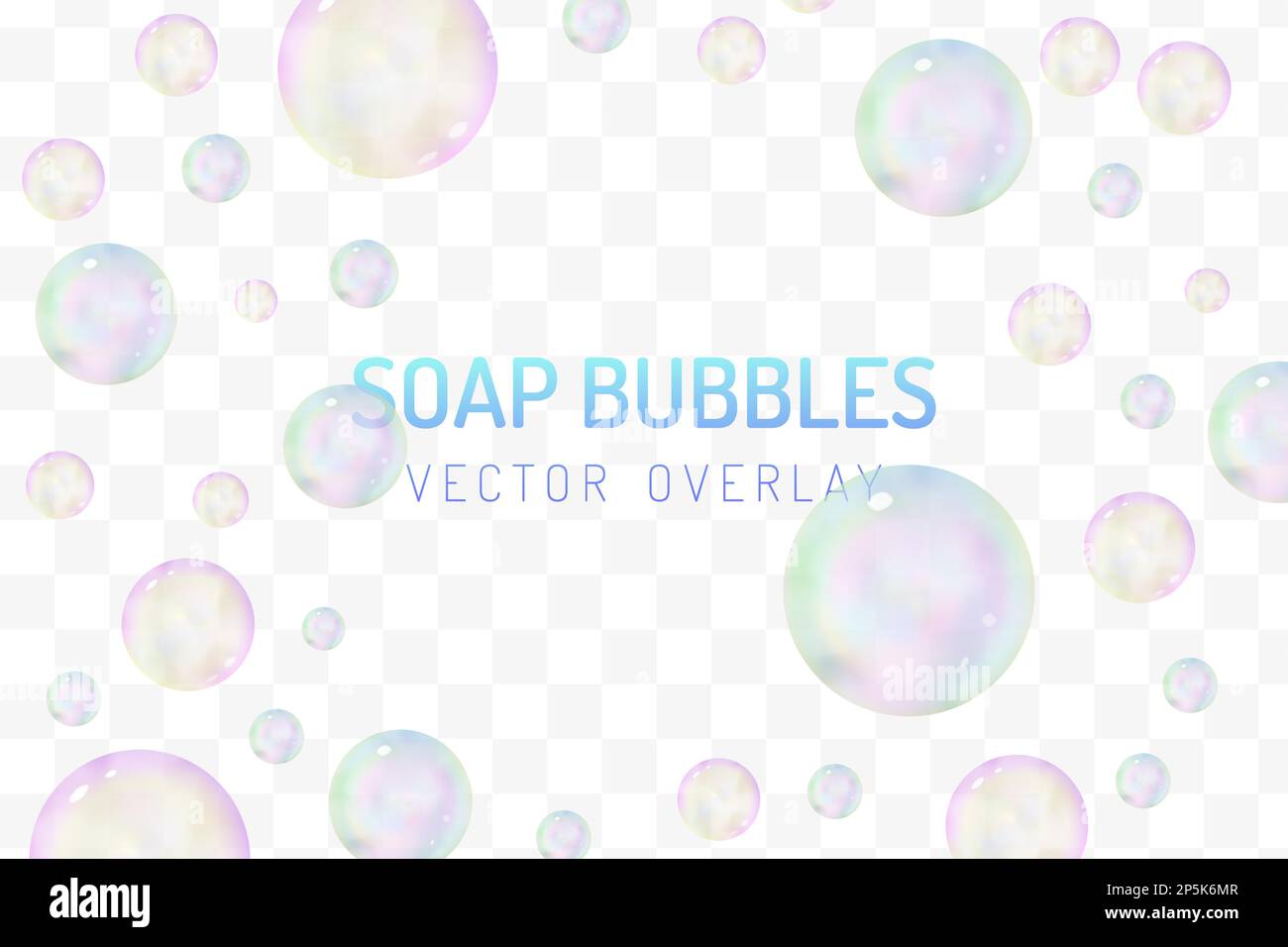 Soap bubble balls vector overlay Stock Vector