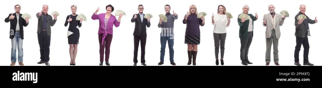 group of successful people with money in their hands Stock Photo - Alamy