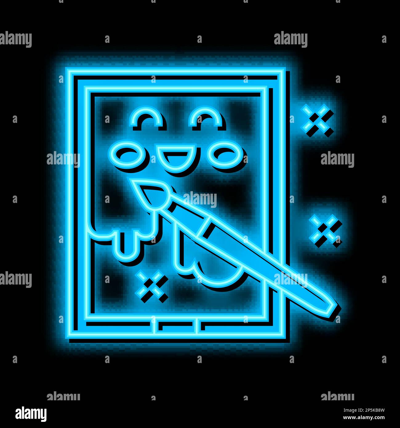 painting picture kindergarten neon glow icon illustration Stock Vector ...