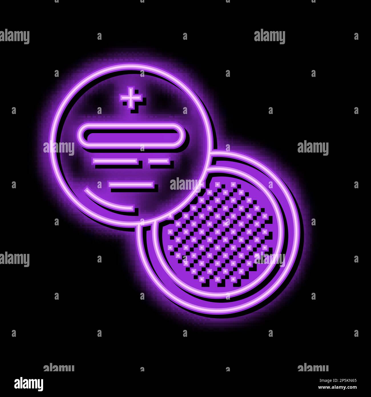 cr2032 button battery neon glow icon illustration Stock Vector Image