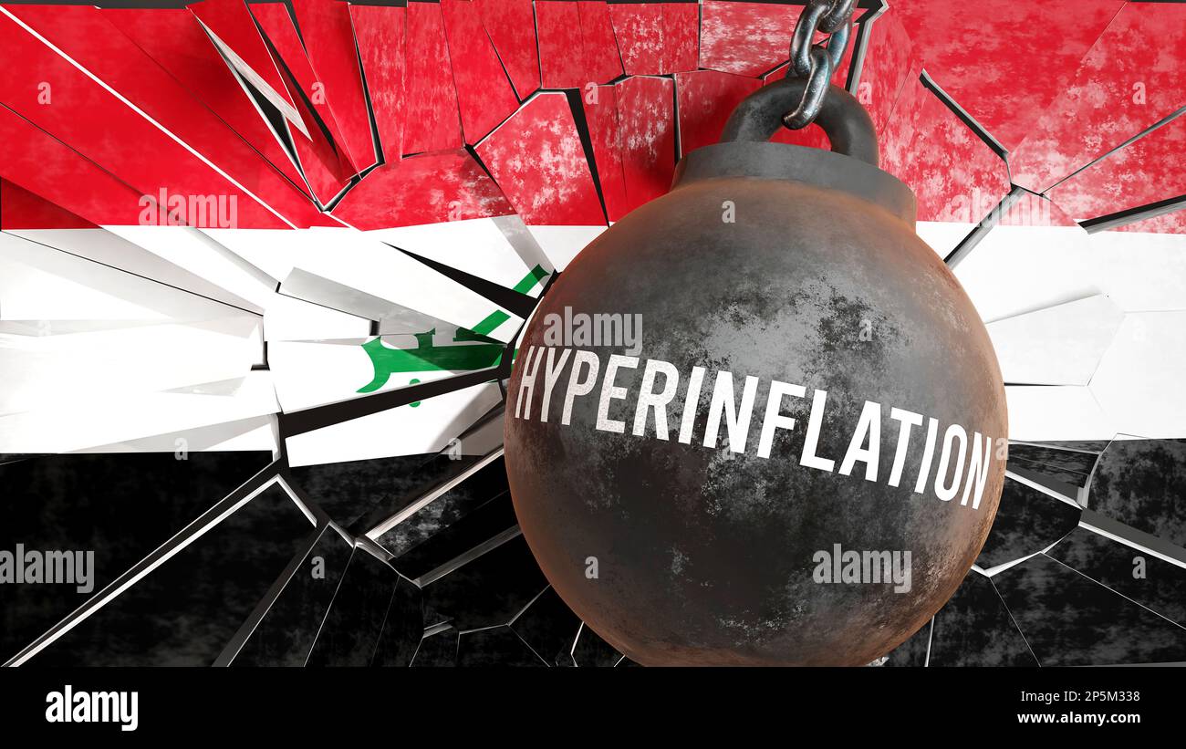 Hyperinflation and Iraq, destroying economy and ruining the nation. Hyperinflation wrecking the
