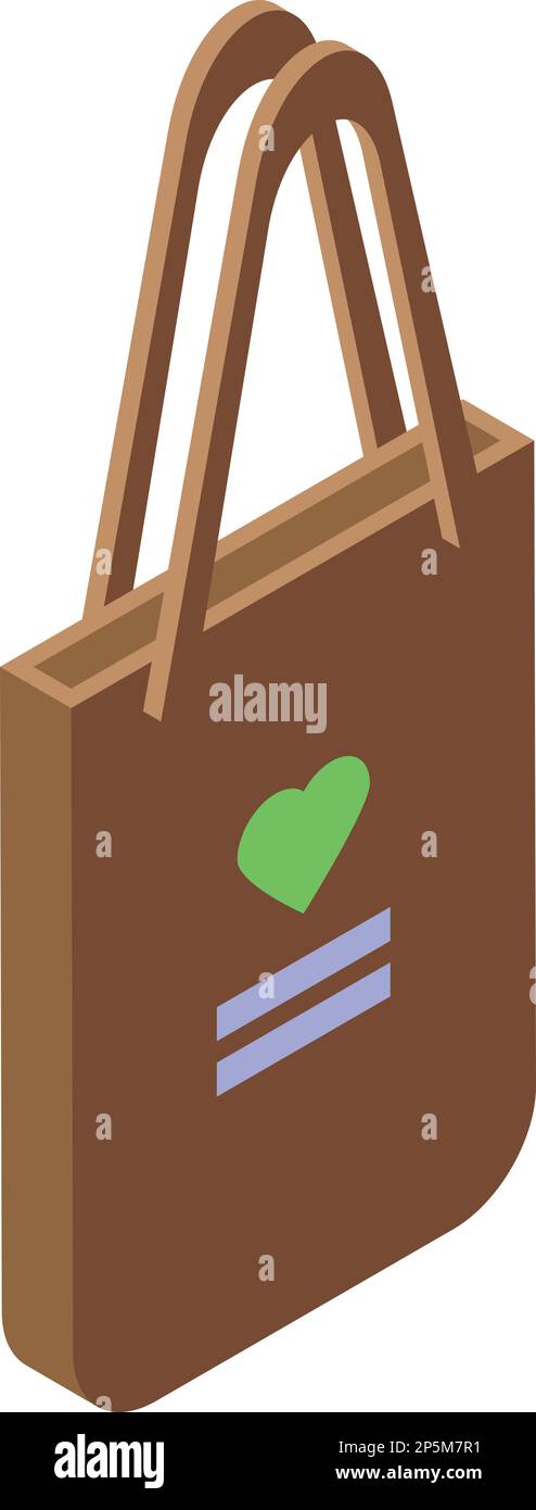 Ecological bag icon isometric vector. Eco fabric. Cotton handle Stock Vector