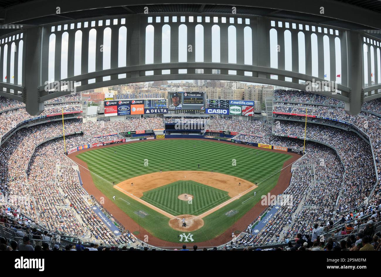 Aerial view of Yankee Stadium with a capacity-filled audience during a  baseball game, New York, NY, 1954. (Photo by RBM Vintage Images Stock Photo  - Alamy