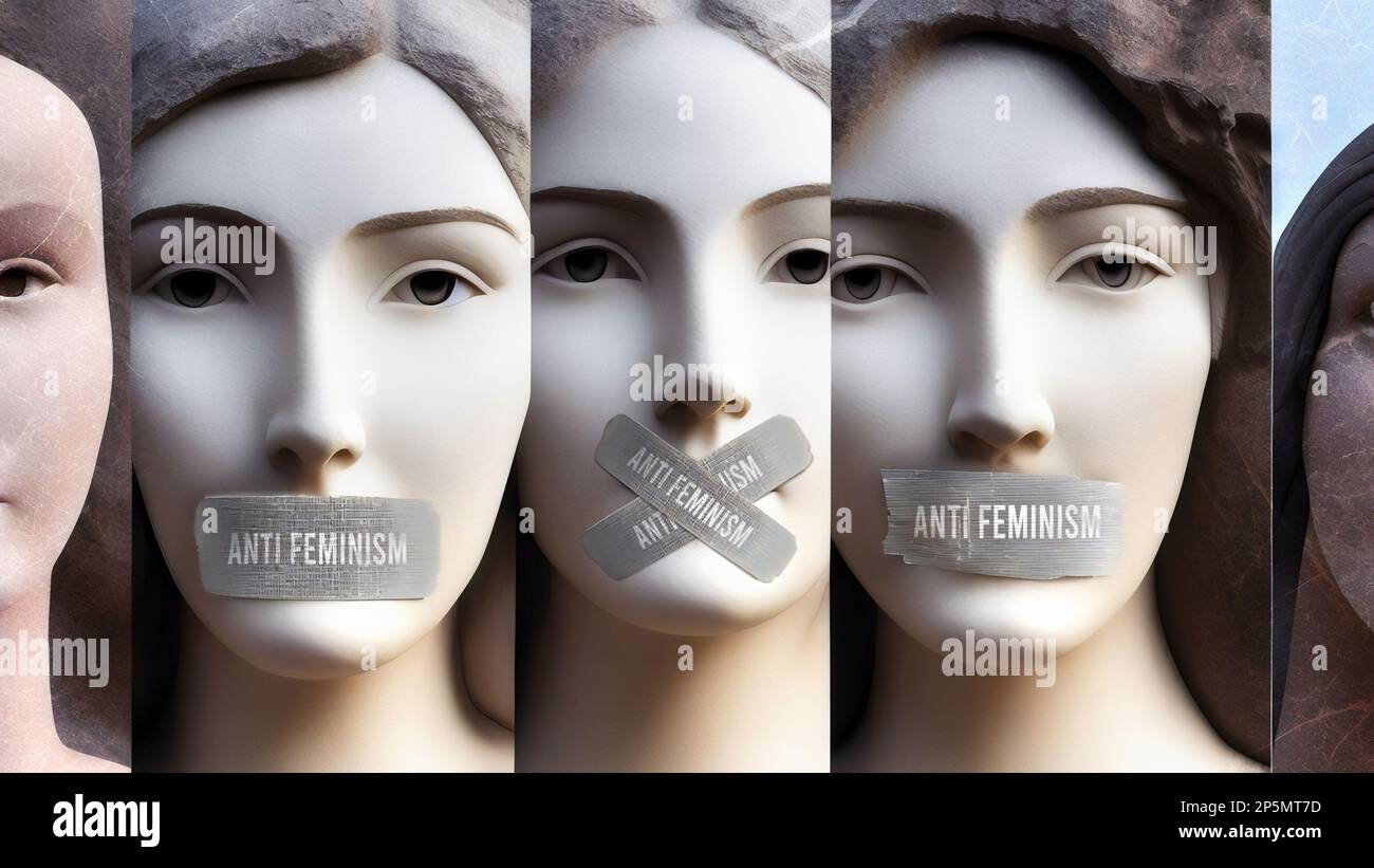 Anti feminism and silenced women. They are symbolic of the countless others who has been silenced simply because of their gender. Anti feminism that s Stock Photo