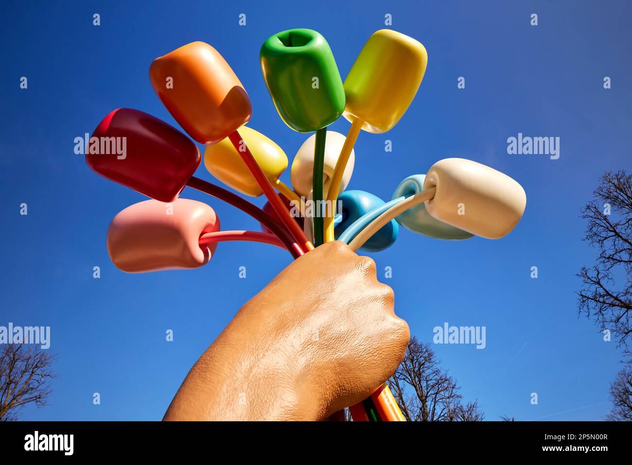 “Bouquet of Tulips” by American artist Jeff Koons in Paris located