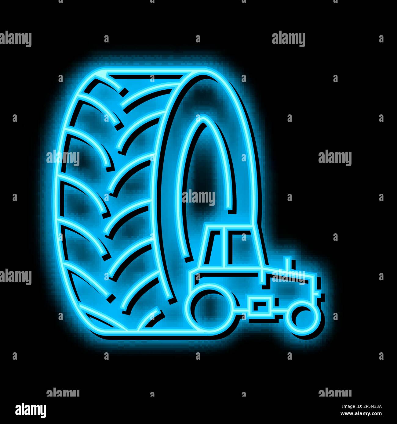 farm tractor tires neon glow icon illustration Stock Vector
