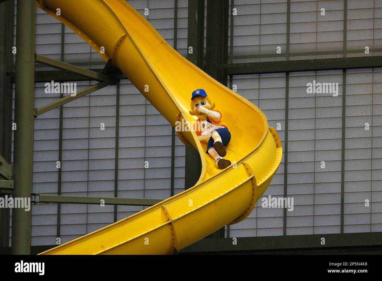 Milwaukee Brewers mascot Bernie Brewer's slide is seen before a