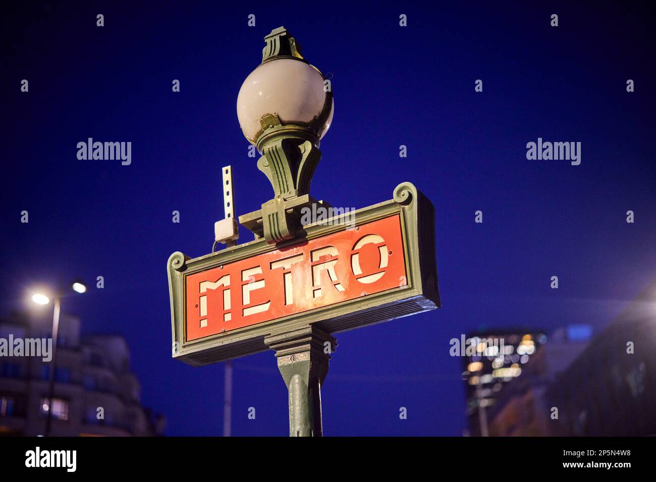 Paris landmark, Metro station sign Stock Photo