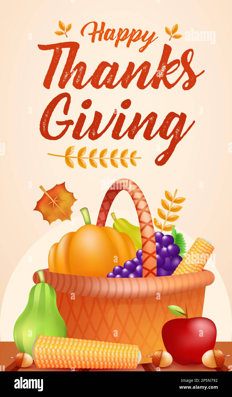 Happy Thanksgiving, picnic basket with fruits Stock Vector Image & Art