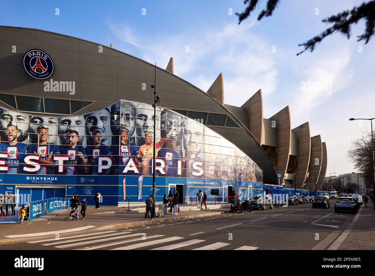 Paris landmark, Paris Saint-Germain F.C stadium exterior Le Parc des Princes Stock Photo