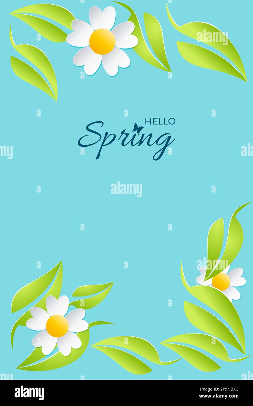 Spring design background. Card for spring season with frame and leaves