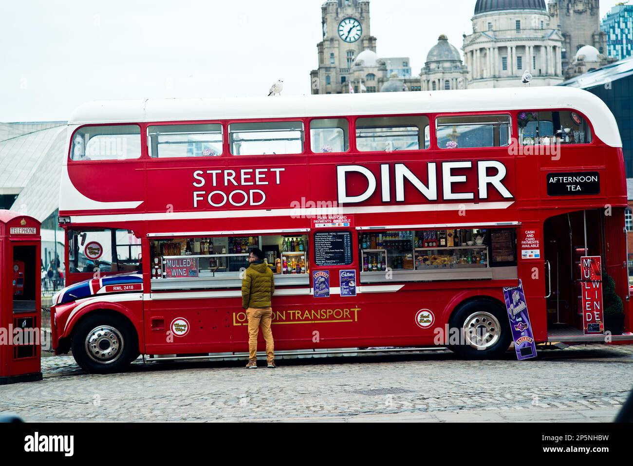 Routemaster Bus, Street Food Diner, Albert Dock, Liverpool, England
