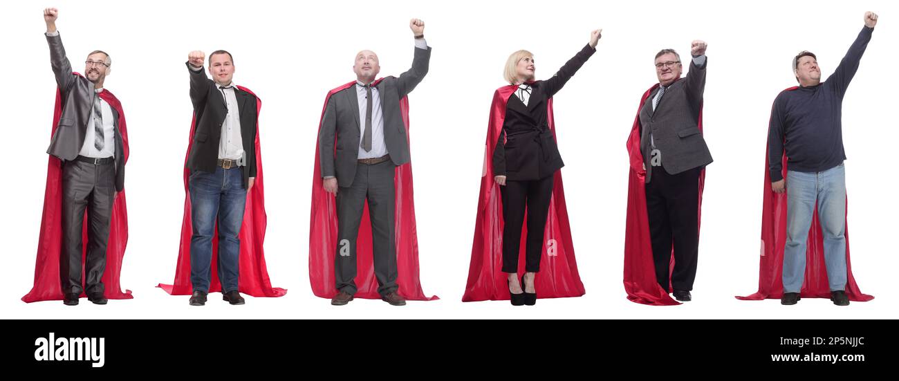 group of people in red raincoat isolated Stock Photo Alamy
