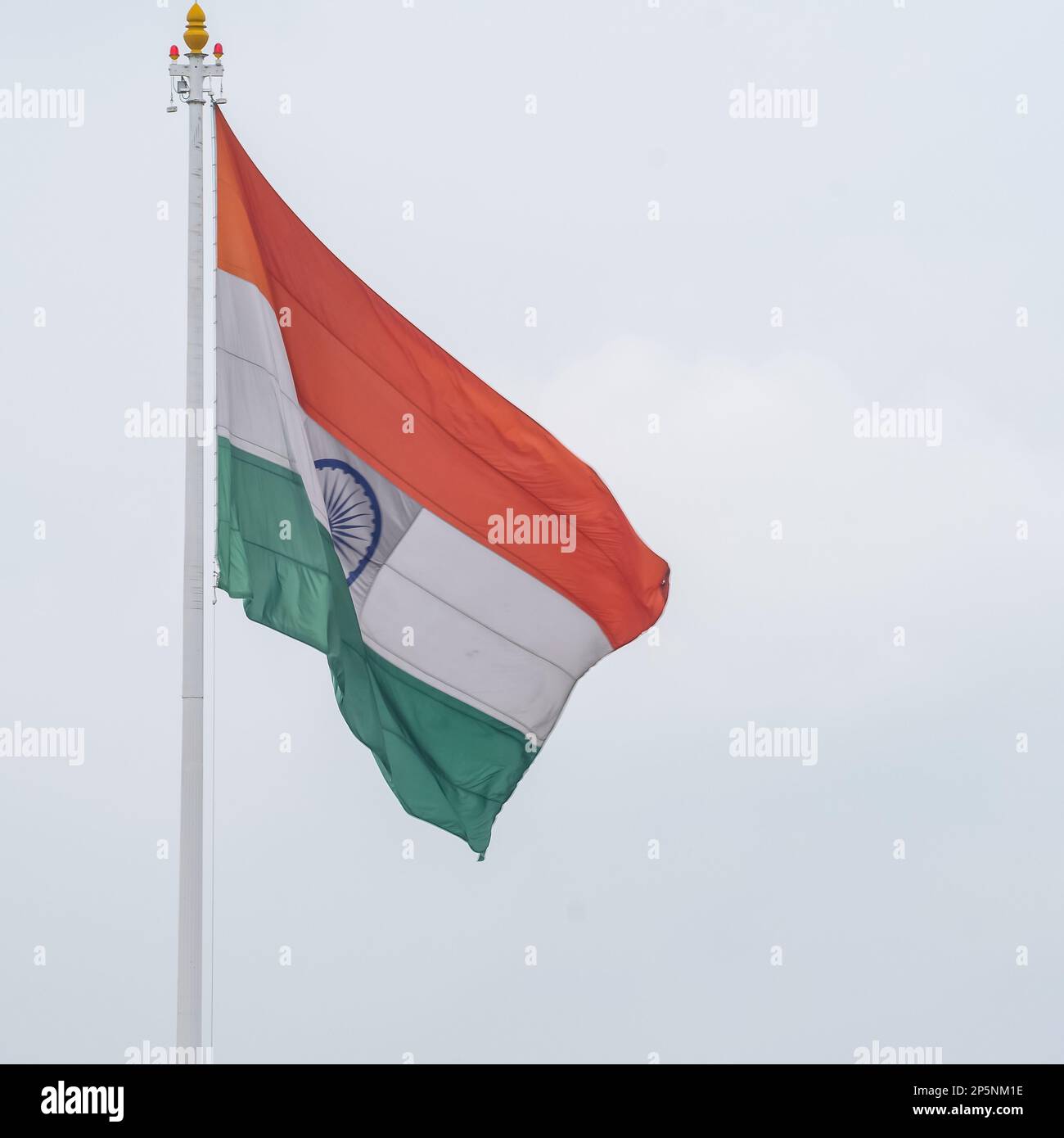 India flag flying high at Connaught Place with pride in blue sky, India ...