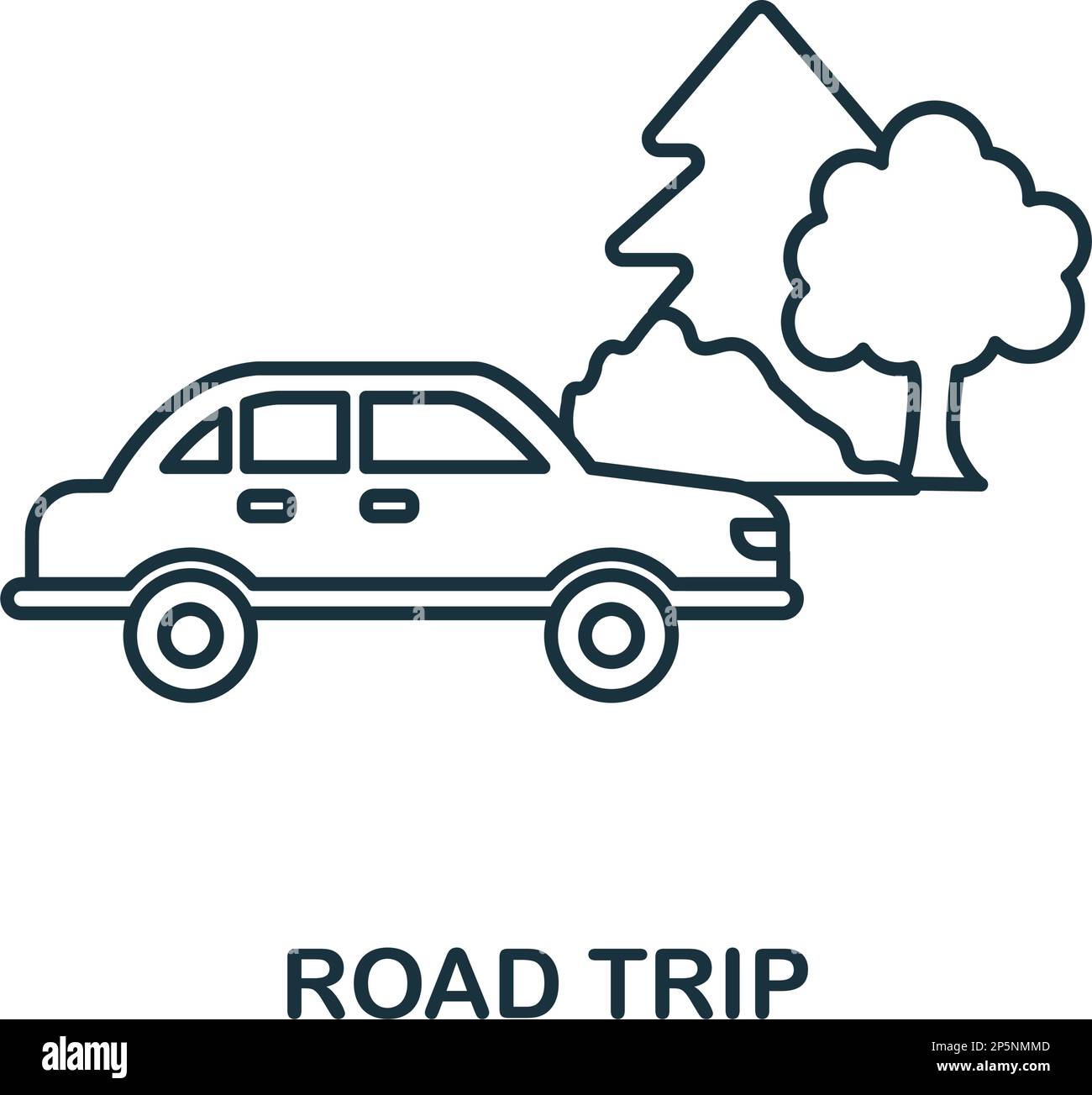 Road Trip line icon. Monochrome simple Road Trip outline icon for