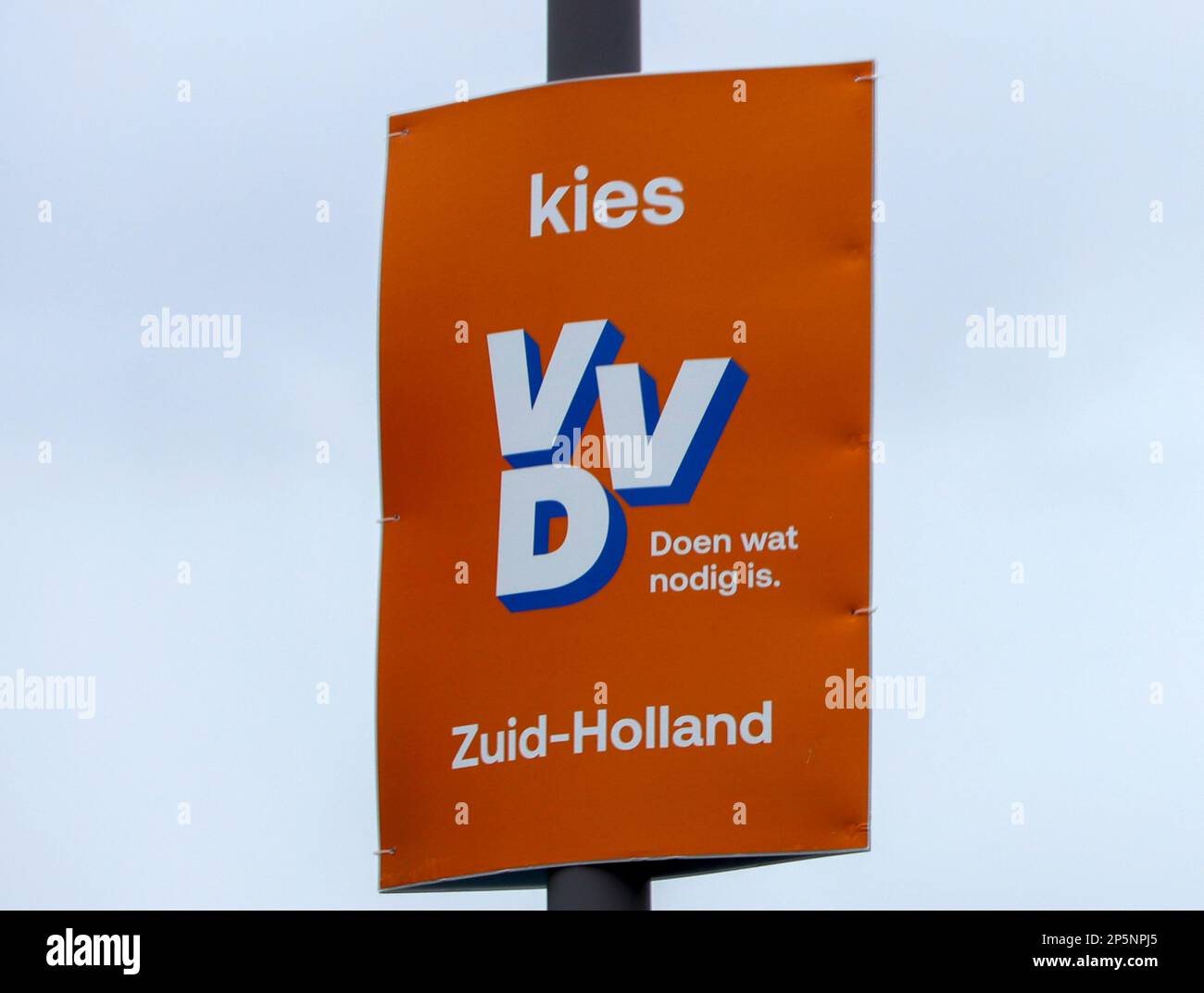 Netherlands, March 2023 -Board with election posters for the provincial and water board elections in the Netherland for VVD party Stock Photo