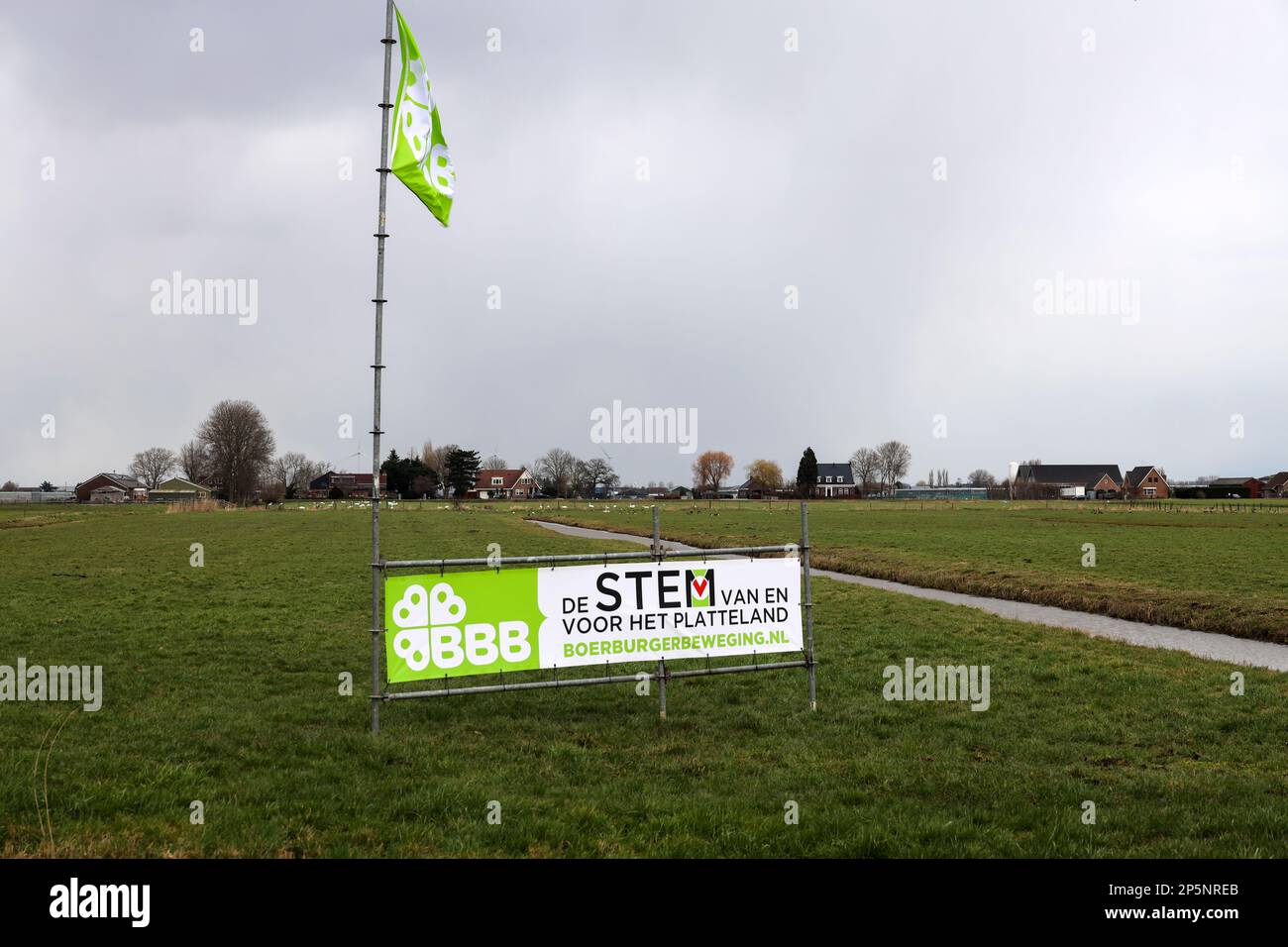 Netherlands, March 2023 -Board with election posters for the provincial and water board elections in the Netherland  for BBB party. The BBB (BoerBurge Stock Photo