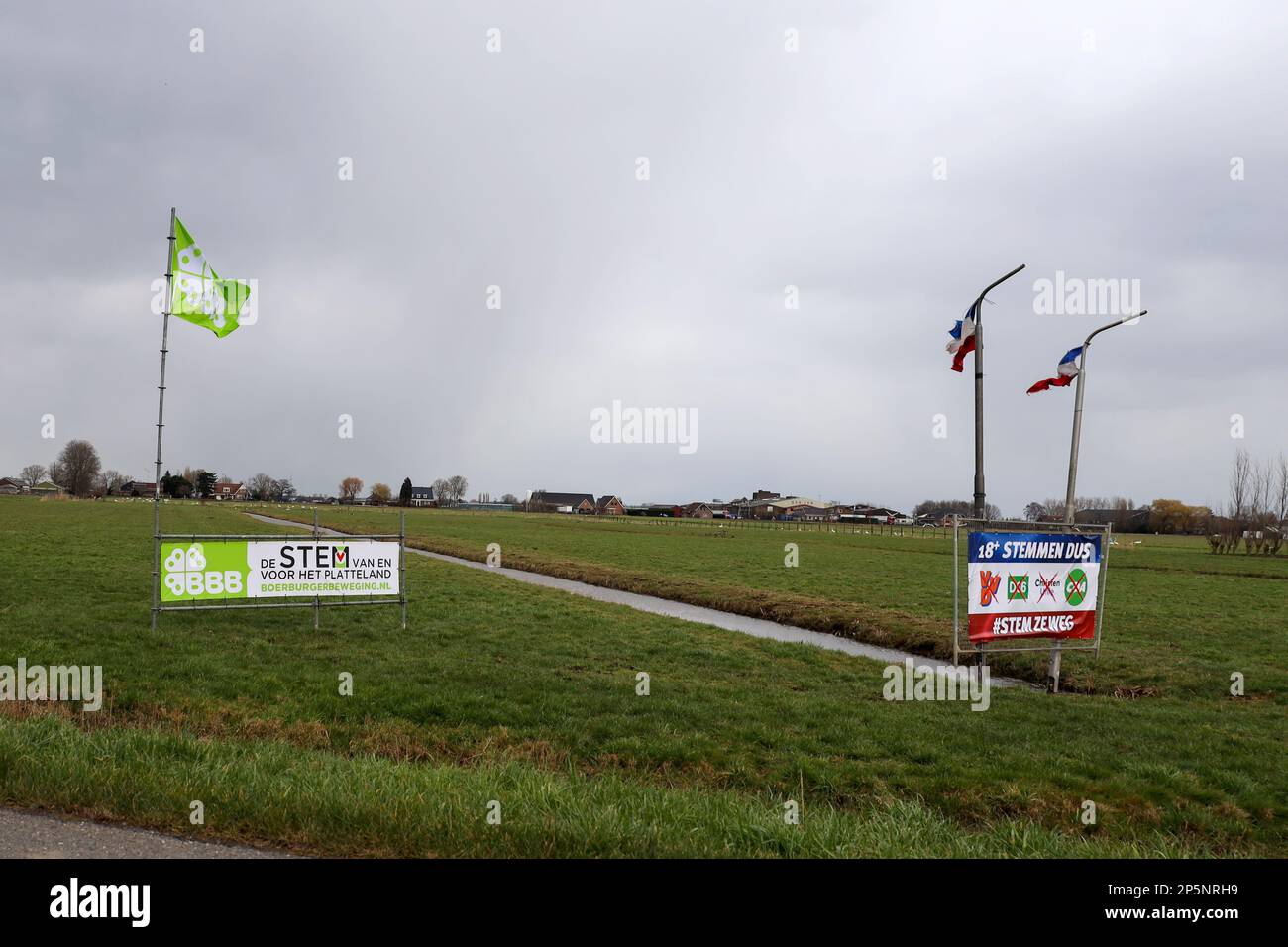 Netherlands, March 2023 -Board with election posters for the provincial and water board elections in the Netherland  for BBB party. The BBB (BoerBurge Stock Photo