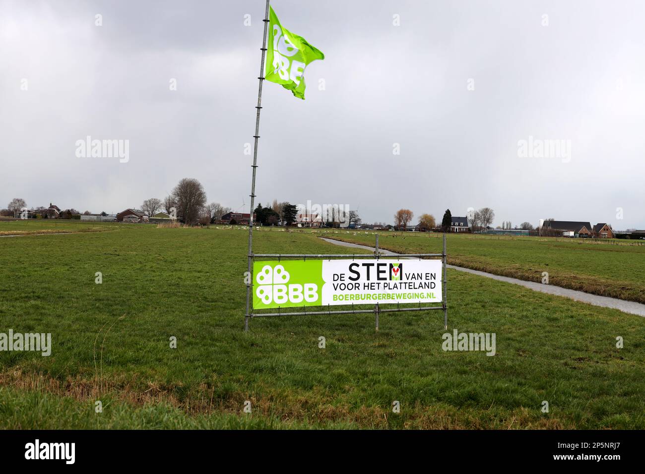 Netherlands, March 2023 -Board with election posters for the provincial and water board elections in the Netherland  for BBB party. The BBB (BoerBurge Stock Photo