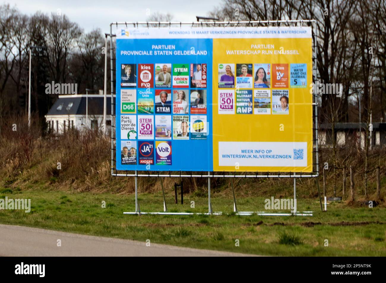 Netherlands, March 2023 -Board with election posters for the provincial and water board elections in the Netherland Stock Photo