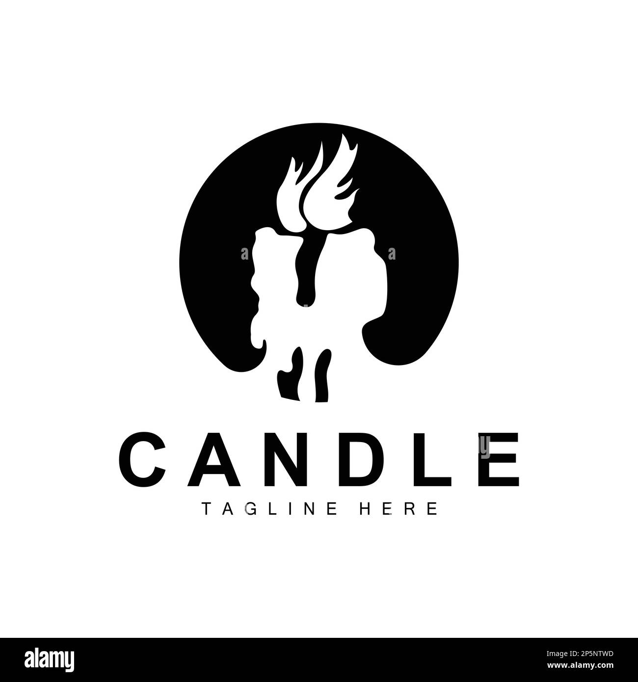 Candle Logo, Flame Lighting Design, Burning luxury Vector, Illustration Template Icon Stock Vector