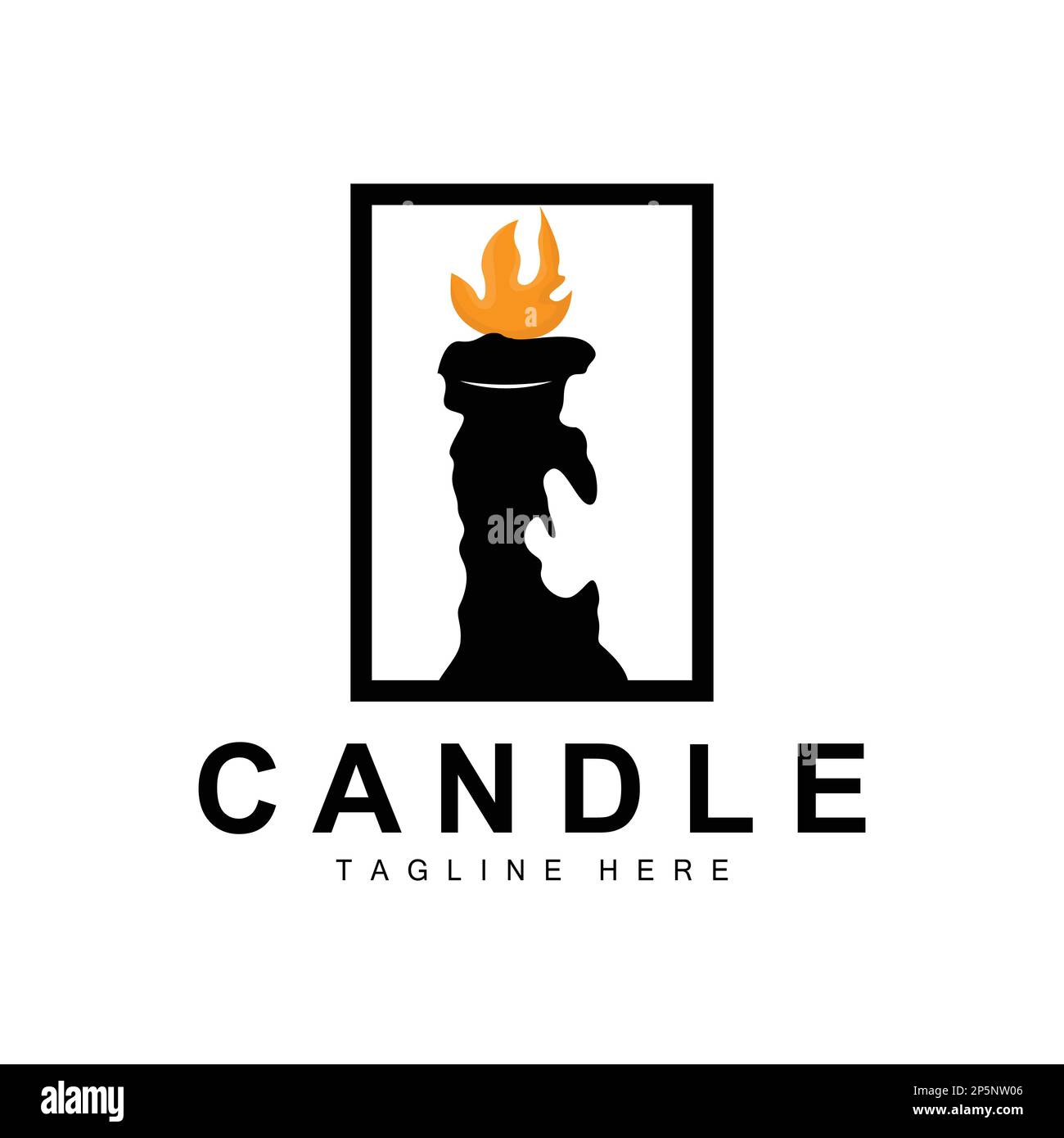 Candle Logo, Flame Lighting Design, Burning luxury Vector, Illustration Template Icon Stock Vector