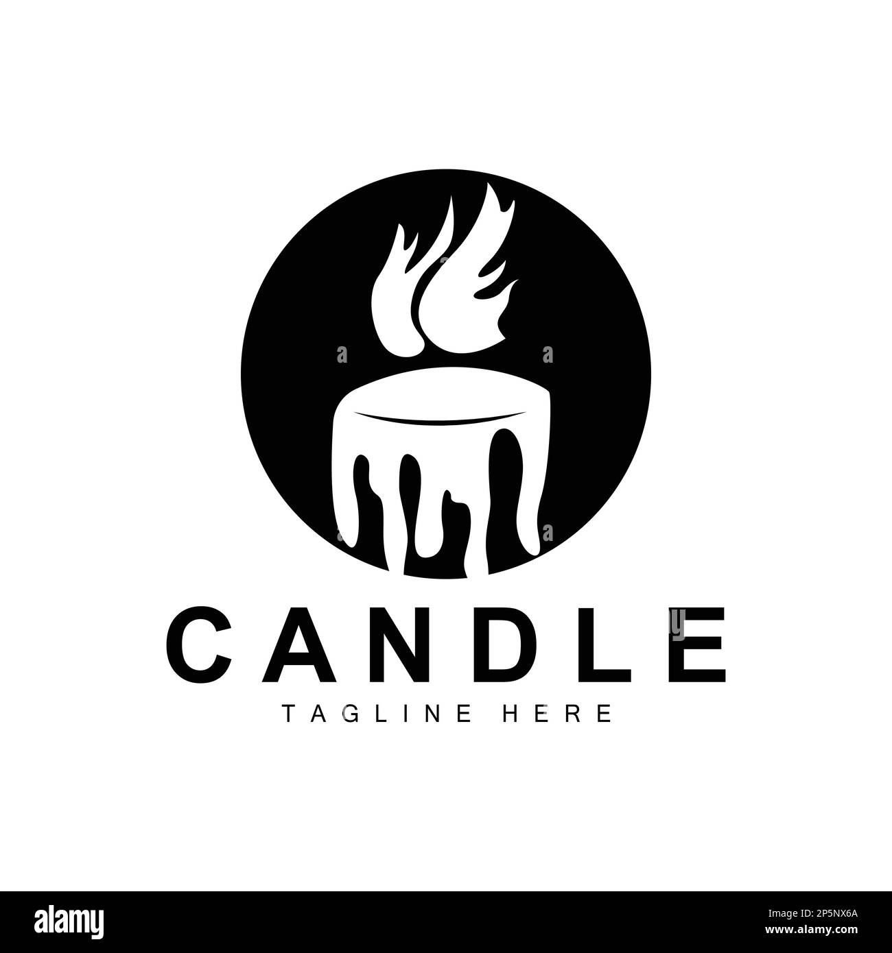 Candle Logo, Flame Lighting Design, Burning luxury Vector, Illustration