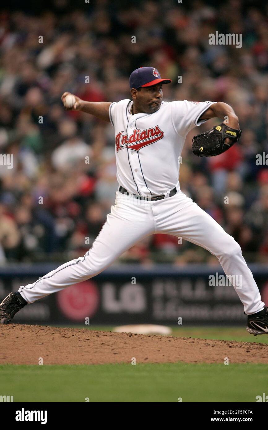 MILWAUKEE APRIL 12 Roberto Hernandez 39 of the Cleveland Indians pitches against the Los Angeles Angels of Anaheim on April 12 2007 at Miller Park in Milwaukee Wisconsin. The Indians defeated