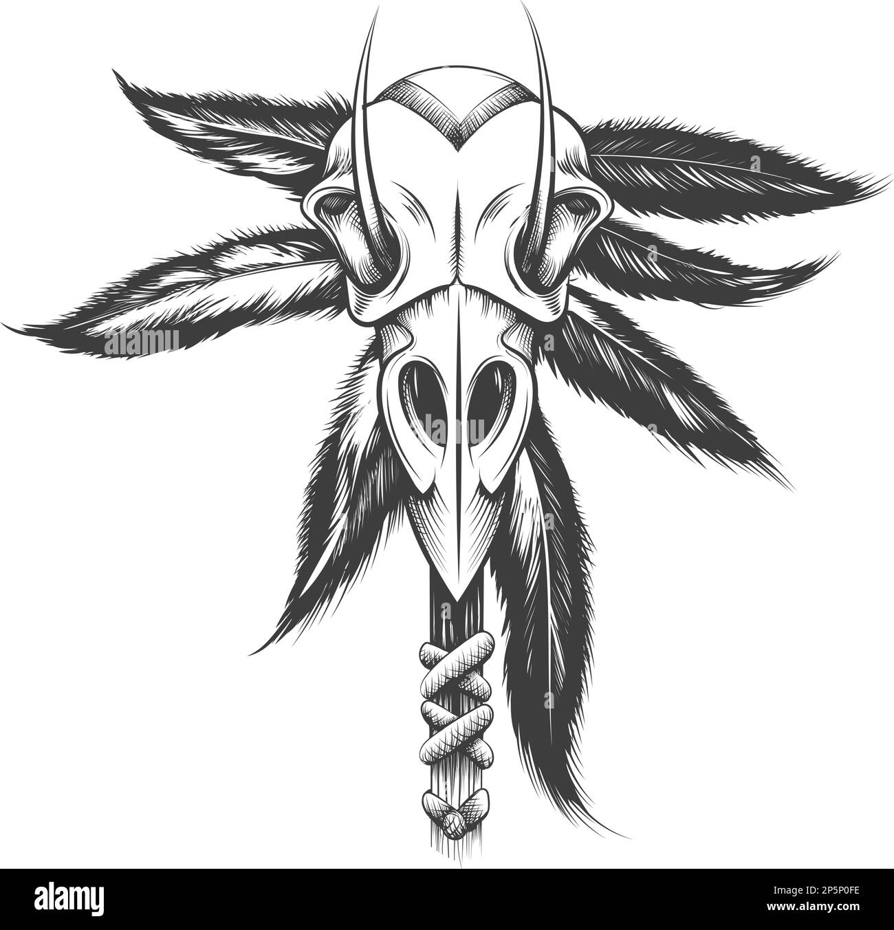 Raven Skull Totem stick Tribal Shaman Tattoo Stock Vector Image & Art