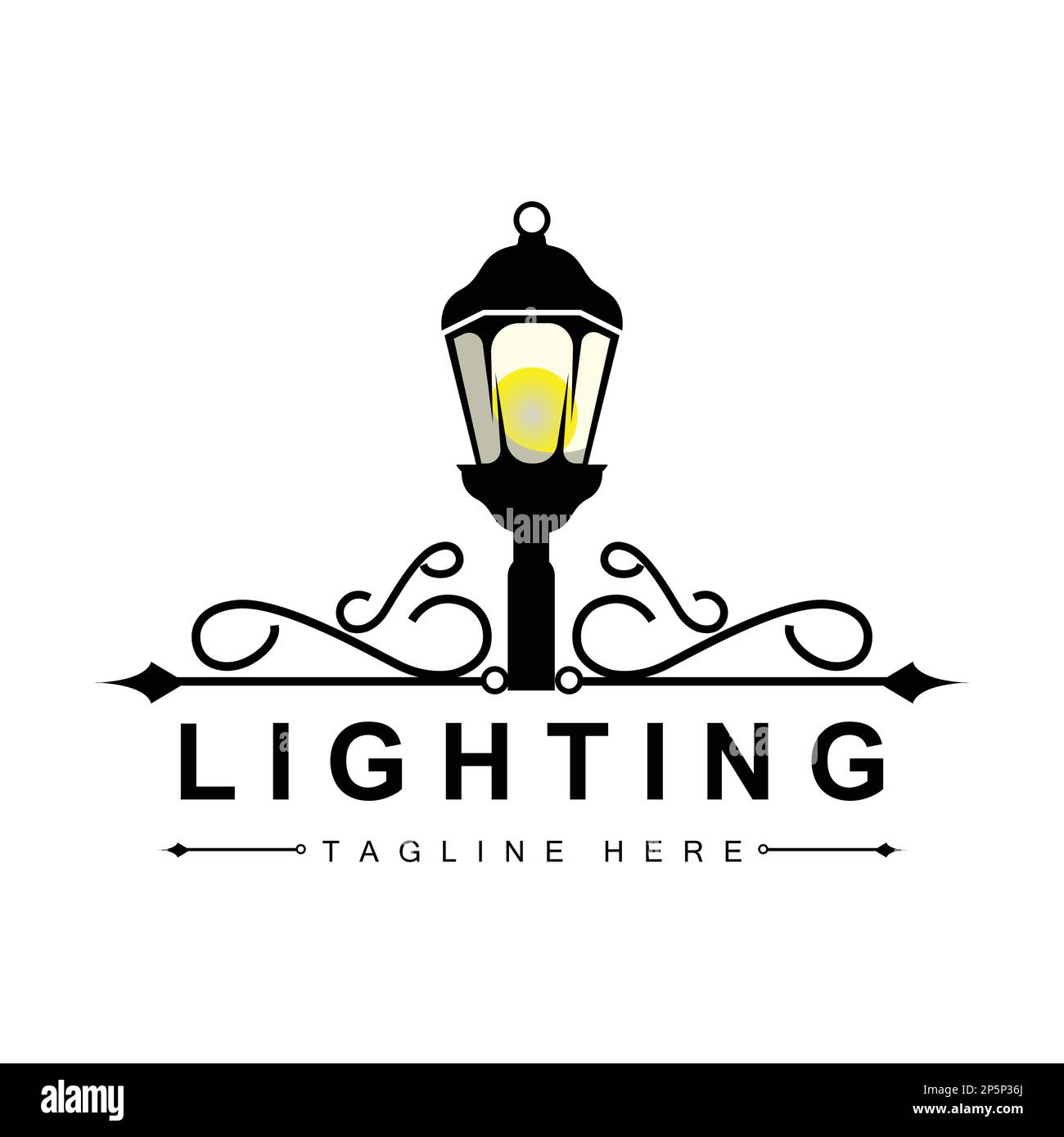 Street Lamp Logo, Lantern Lamp Vector, Lighting Classic Retro Design