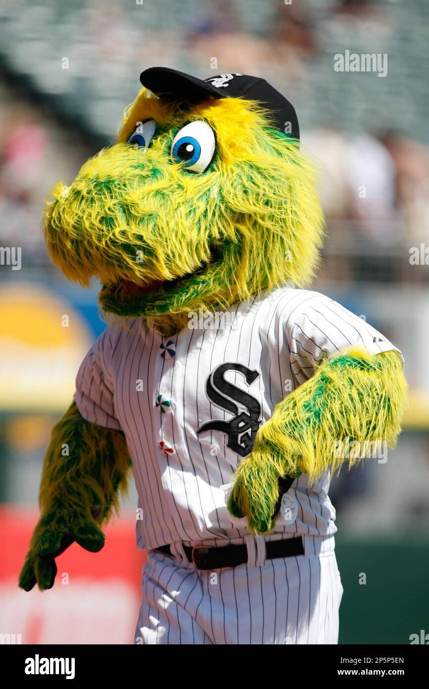 CHICAGO, IL- MAY 21: The White Sox mascot Southpaw entertains fans in  between innings during the game between the Minnesota Twins against the Chicago  White Sox at U.S. Cellular Field on May