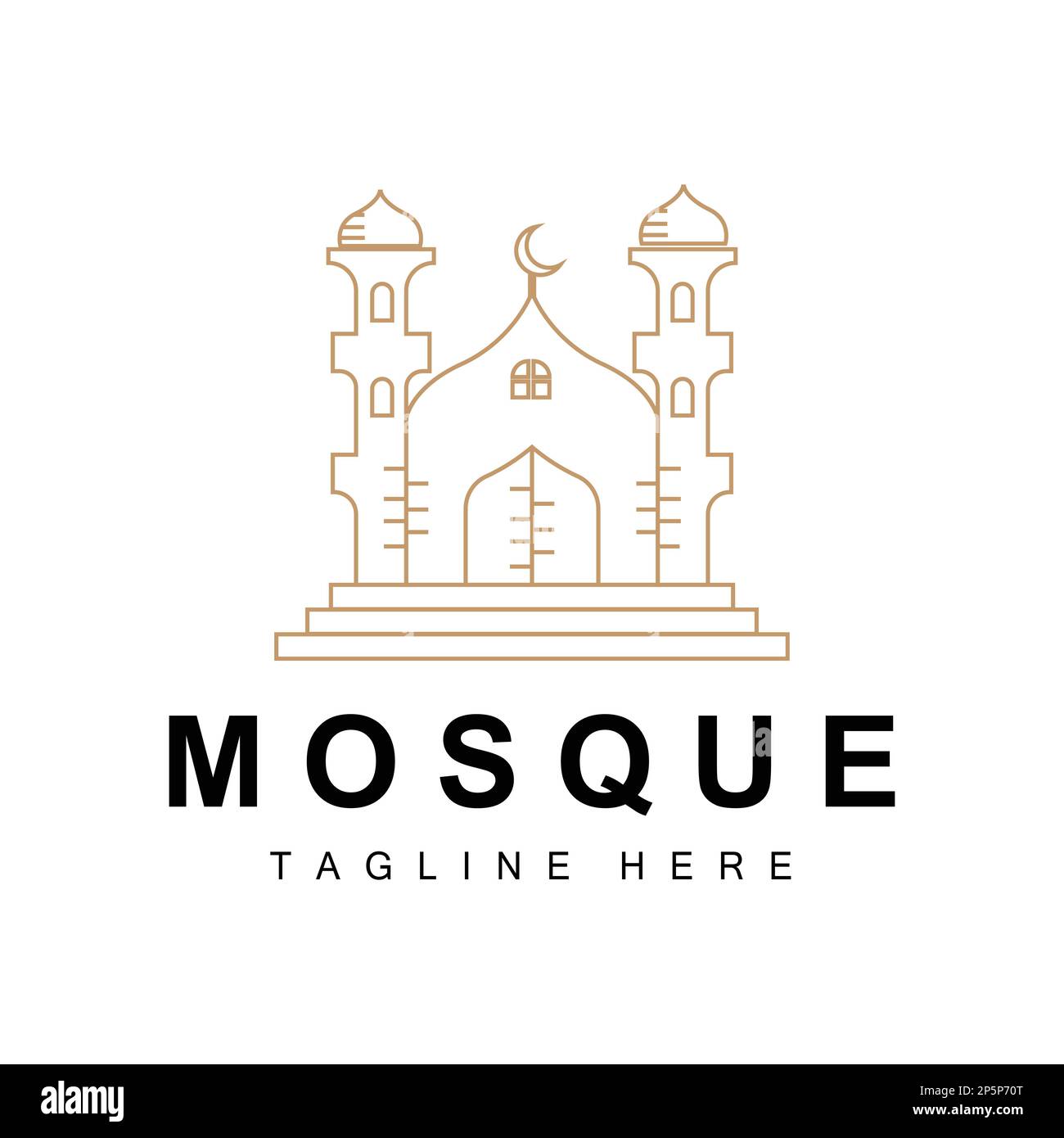 Mosque Logo, Islamic Worship Design, Eid Al Fitr Mosque Building Vector Icon Template, Ramadan, Eid Al Adha Stock Vector