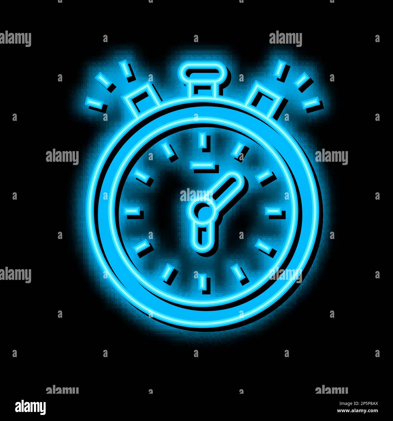stopwatch playing time counting neon glow icon illustration Stock ...