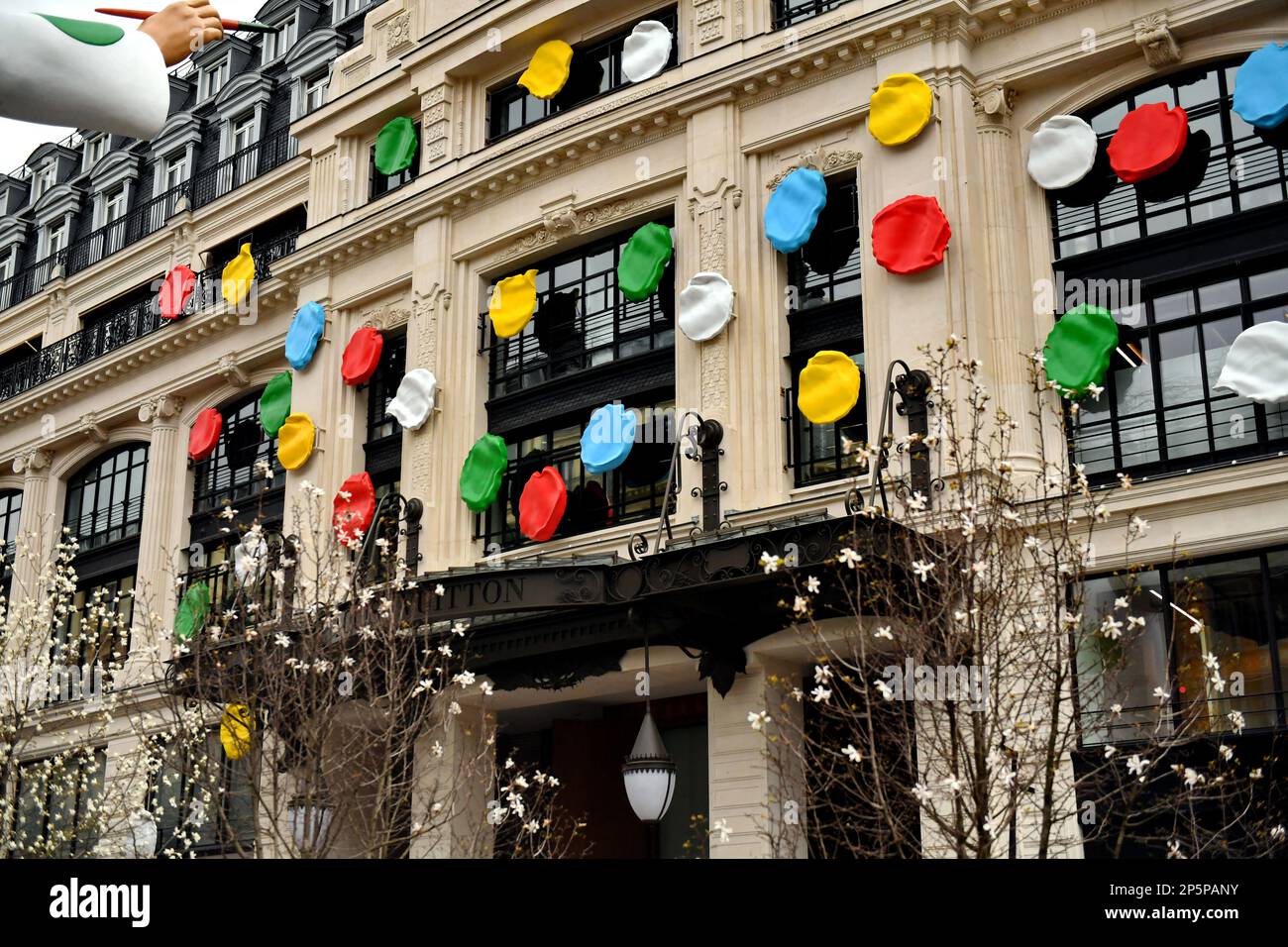 Paris, France. 03rd Mar, 2023. Yayoi Kusama invests Louis Vuitton, facing  the Samaritaine. LV DREAM, the name of the new free exhibition space which  opens opposite the Seine and the Samaritaine in