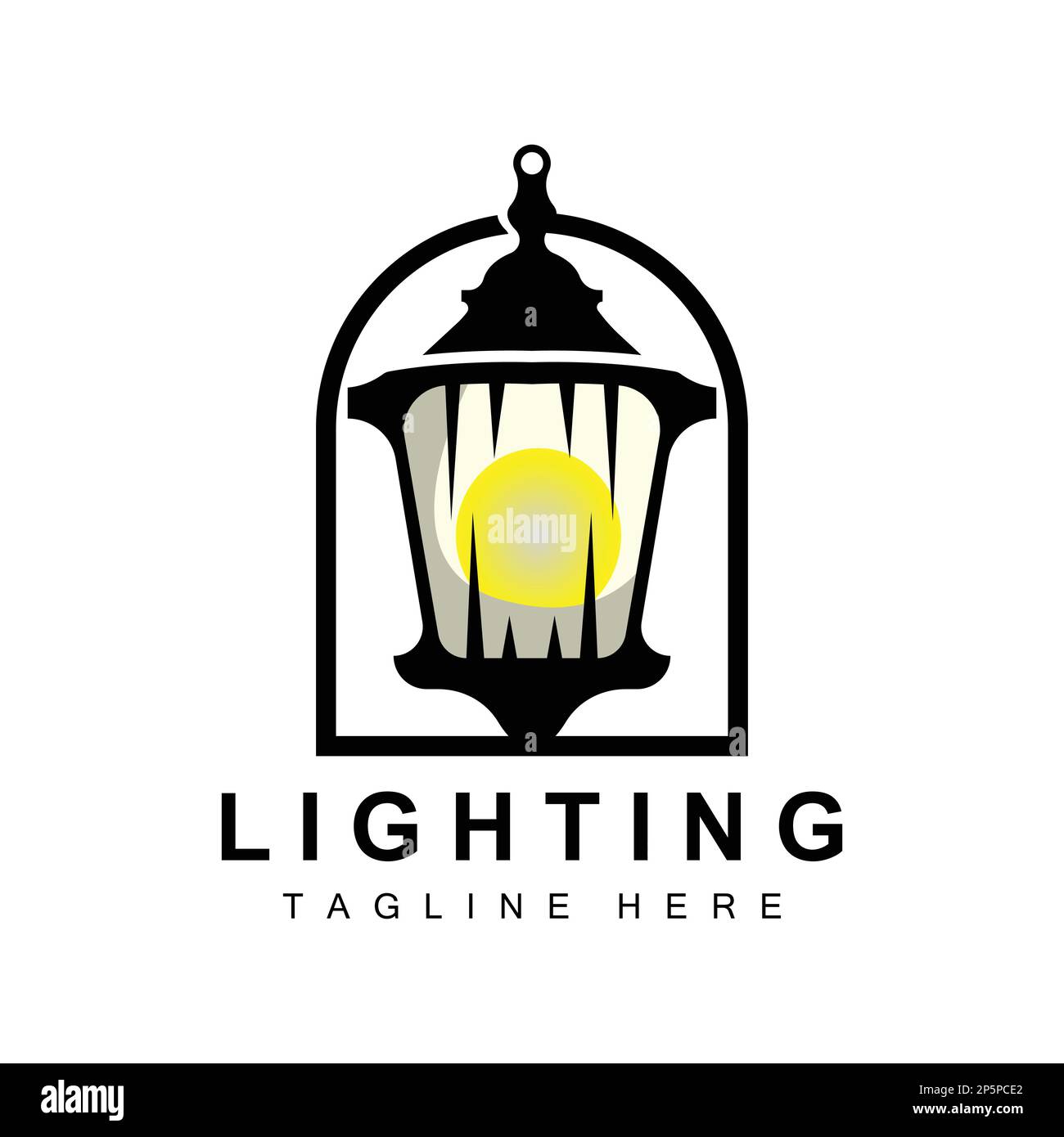 Street Lamp Logo, Lantern Lamp Vector, Lighting Classic Retro Design, Silhouette Icon Premium Template Stock Vector