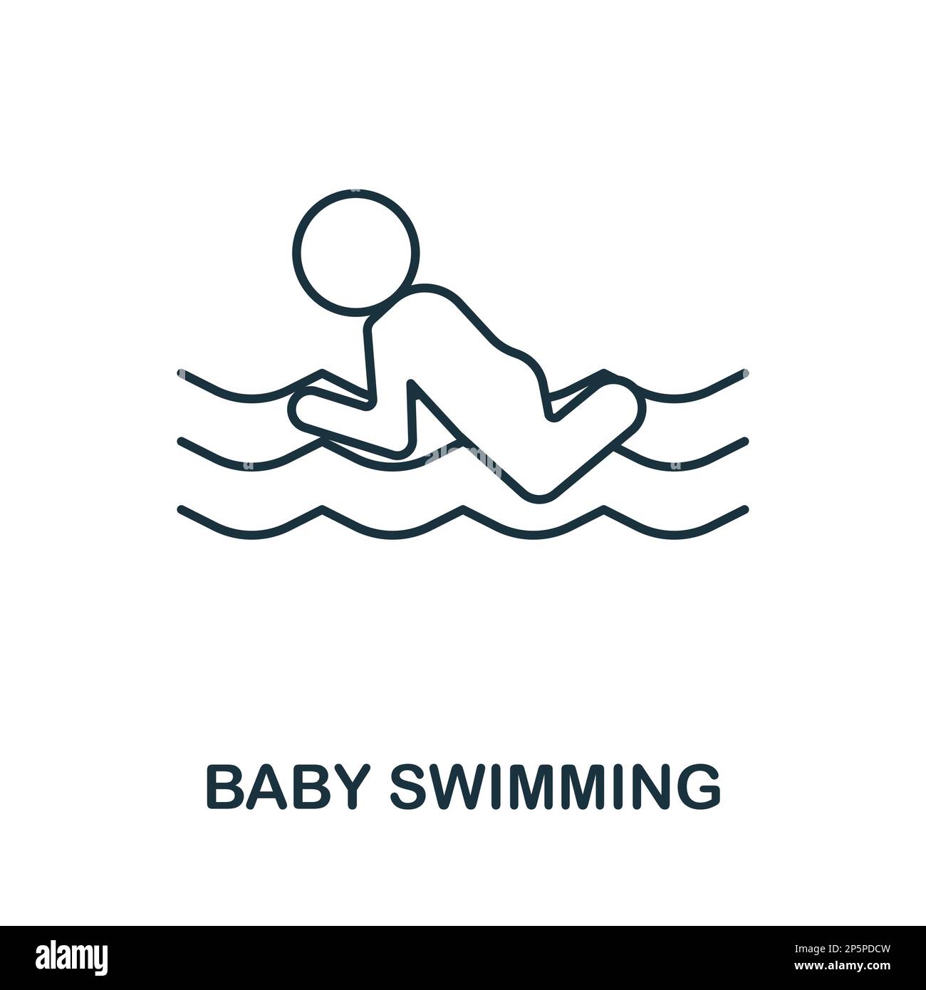 Baby Swimming line icon. Monochrome simple Baby Swimming outline icon