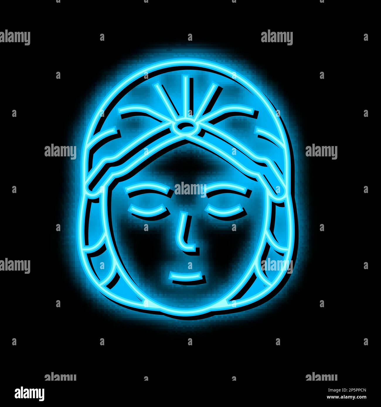hat solarium, disposable protective cap neon glow icon illustration Stock Vector