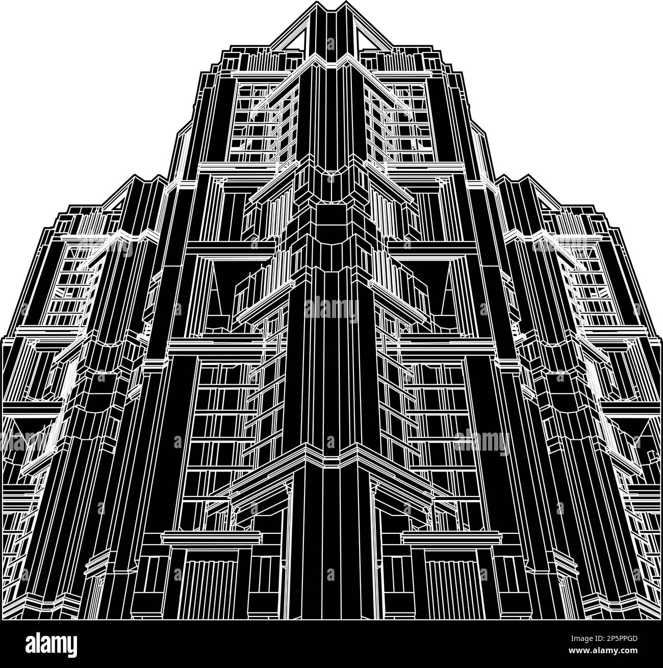 Abstract Art Deco Building Construction Structure Vector. Illustration