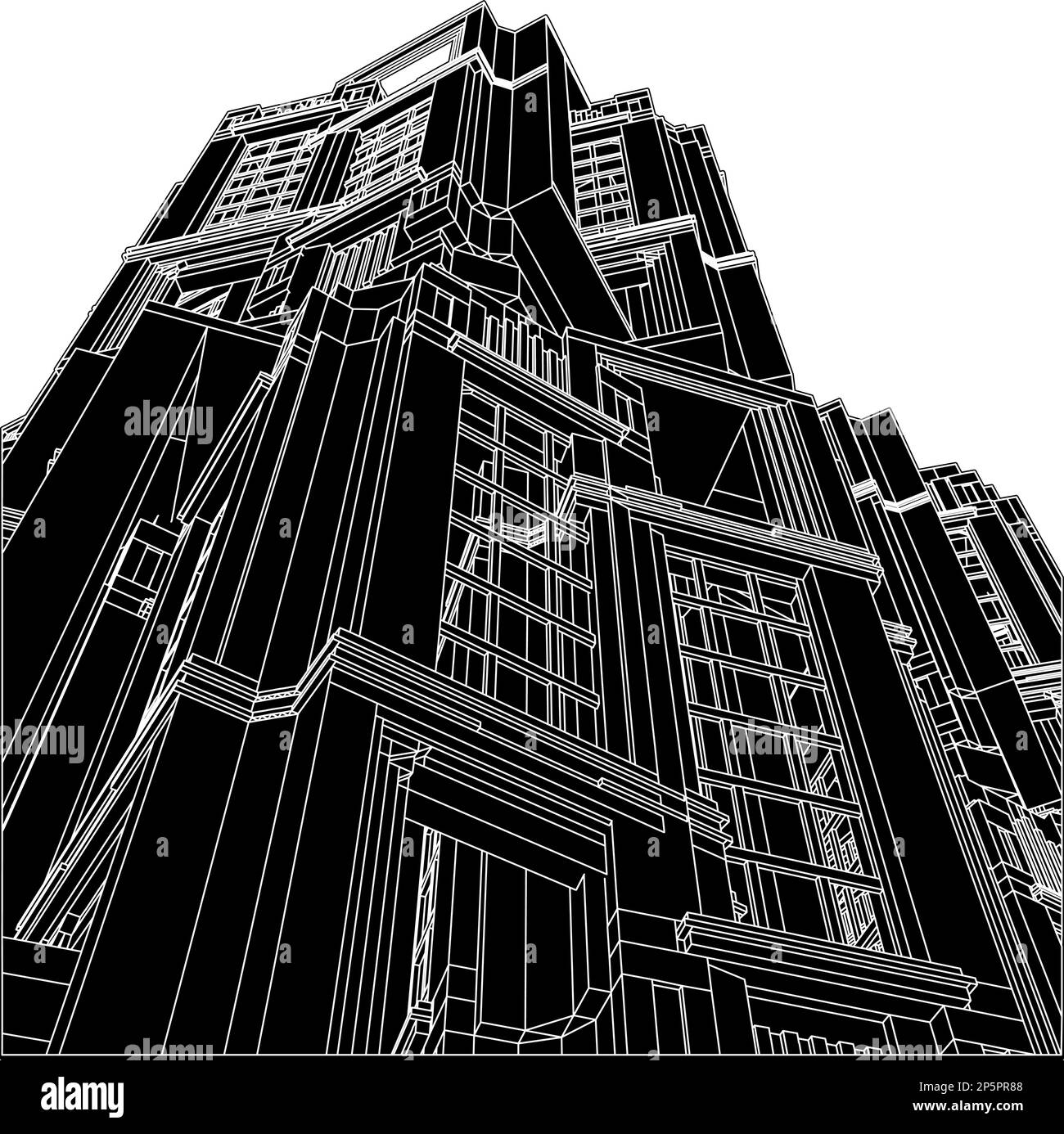 Abstract Art Deco Building Construction Structure Vector. Illustration