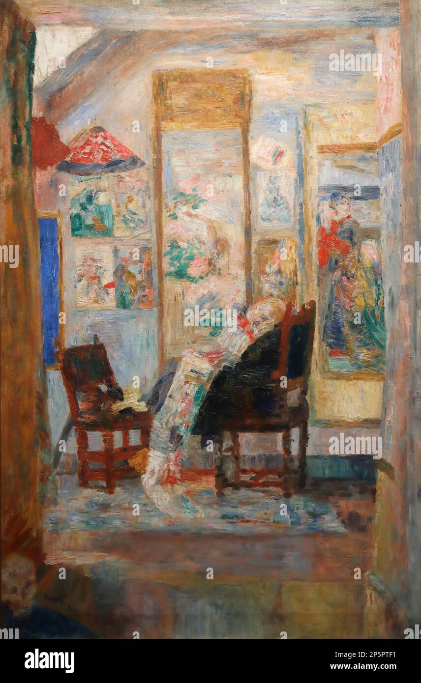 Skelett, Chinoiserien betrachtend by Belgian painter James Ensor at the Wallraf-Richartz Museum, Cologne, Germany Stock Photo