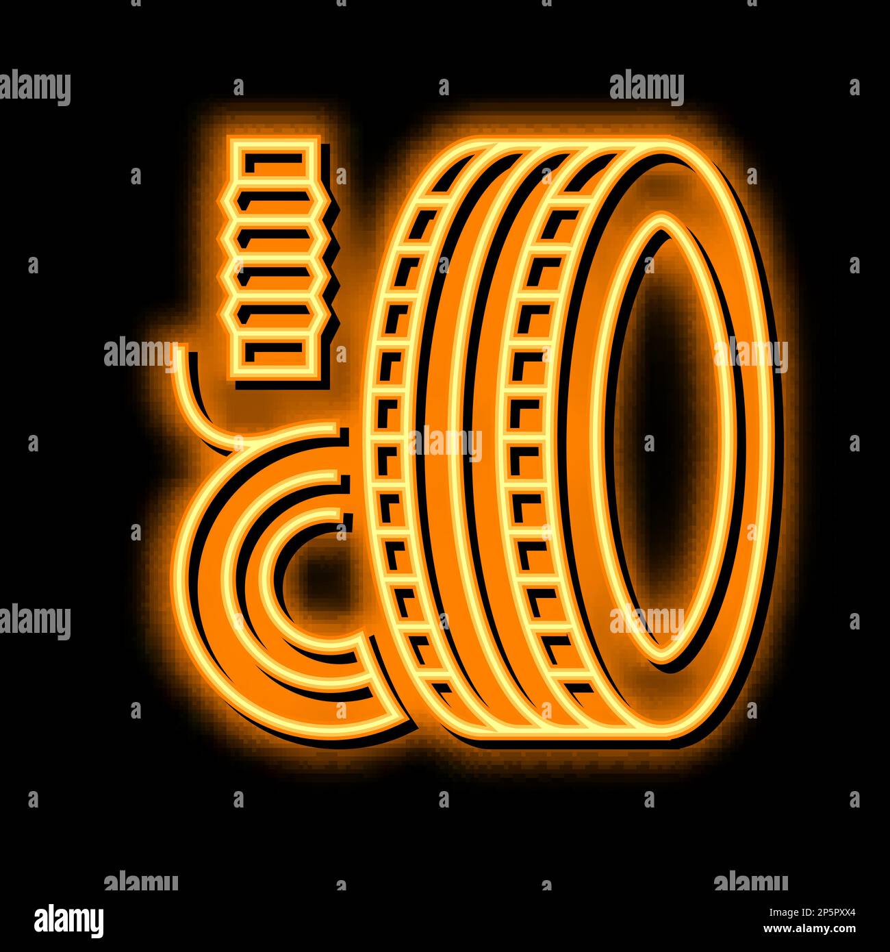 vulcanized rubber thermoset neon glow icon illustration Stock Vector