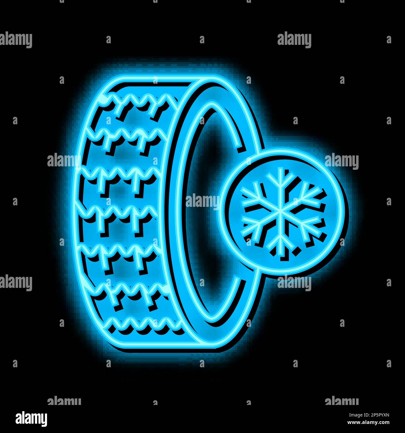 ice winter season tires neon glow icon illustration Stock Vector